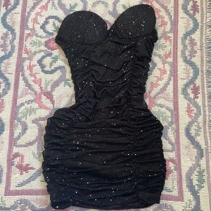 Shimmery Black Tight Fitting Hoco Dress